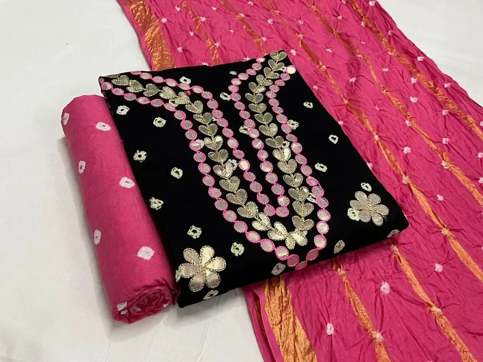 BANDHEJ GOTA PATTI NECK WORK DRESS MATERIALS uploaded by business on 9/23/2023