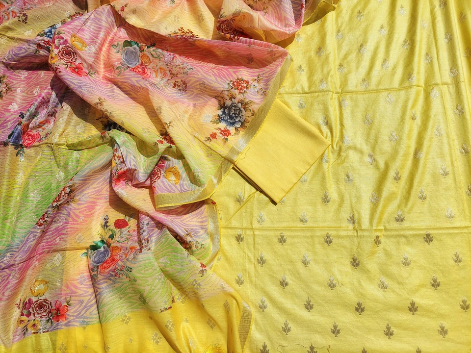 pure banarasi silk minakari zari woven suit uploaded by shaeen fabrics on 9/23/2023