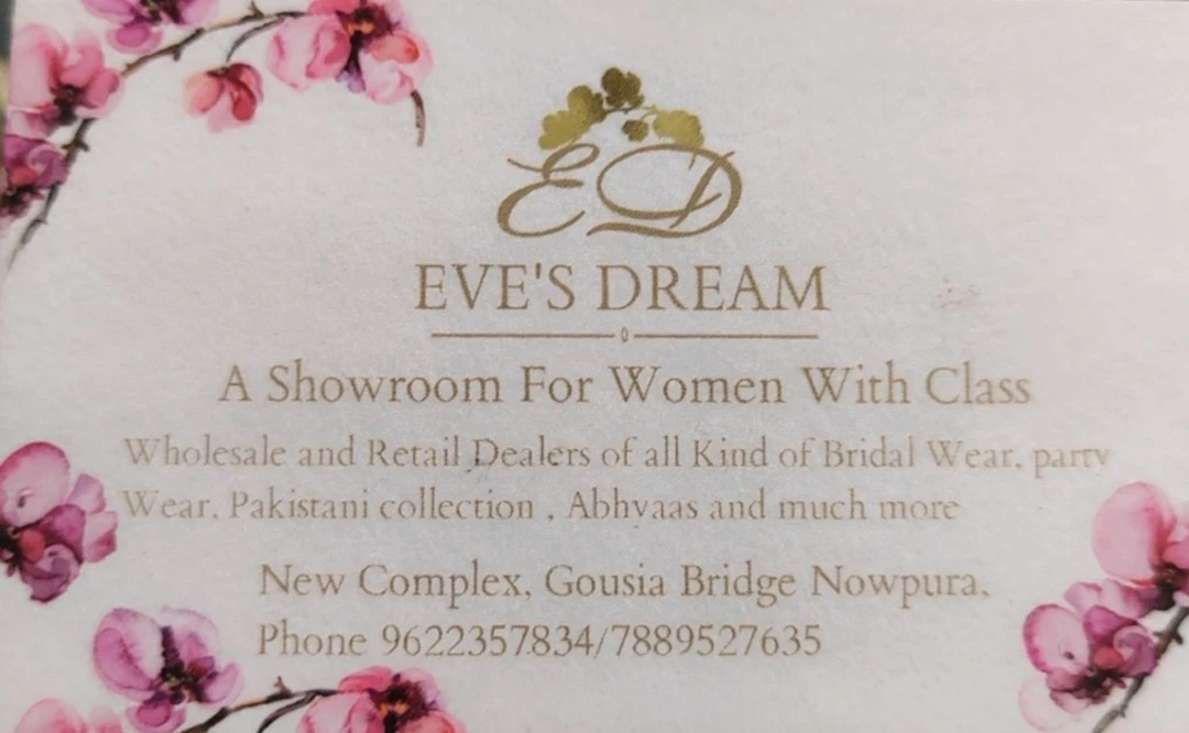 Visiting card store images of EVE'S DREAM