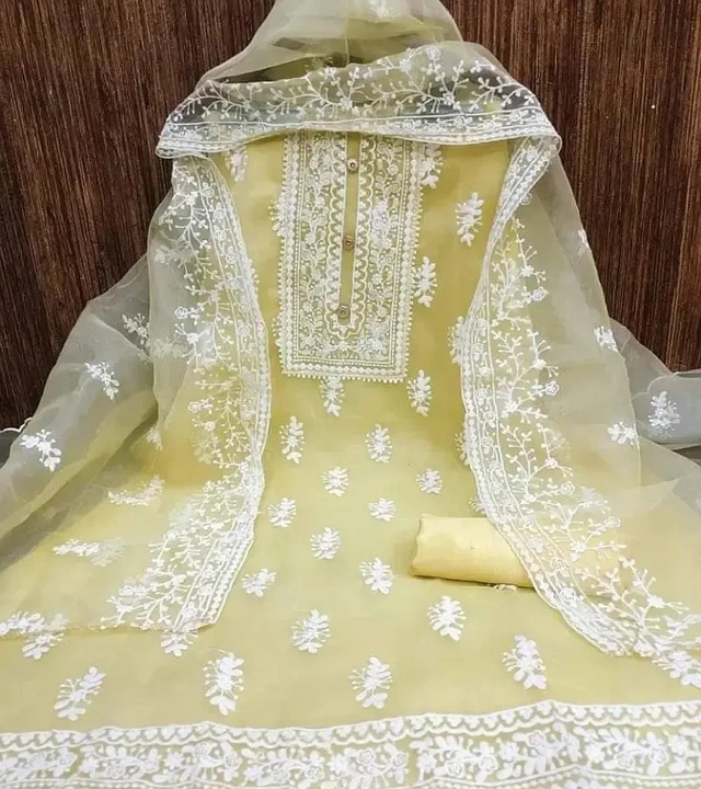 Elegant Organza Dress Material With Dupatta For Women uploaded by Dress Warld  on 9/23/2023