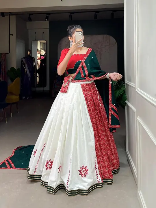 New Collection Pure Cotton Printed With Original Mirror Work Lehenga, uploaded by business on 9/23/2023