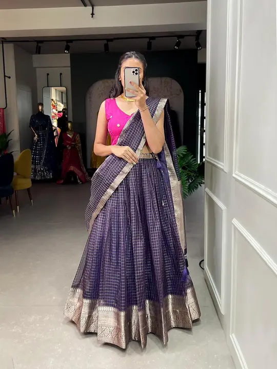 Pure Organza With Zari Weaving Work With Tassels Lehenga, uploaded by KCPC Bandhani on 9/23/2023