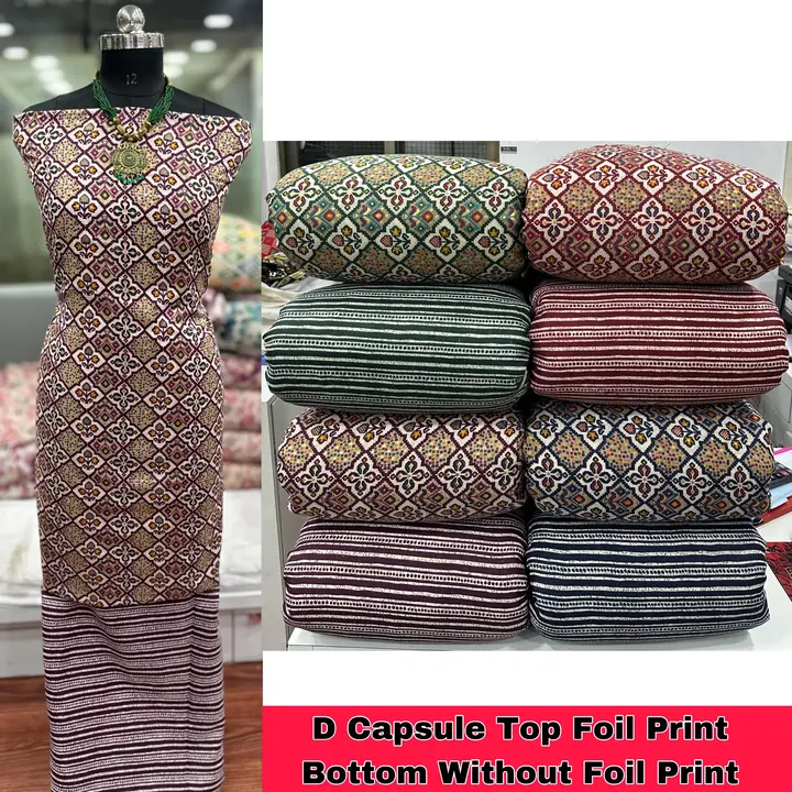 D Capsule Top Foil Print Bottom Without Foil uploaded by Surat Fashion Fabrics Hub on 9/24/2023