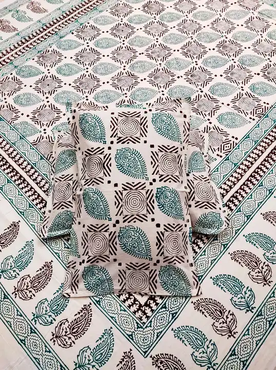 Hand Block Printed Beautiful Colorful Double Bedsheets With 2 Pillow Covers Size King 90×108   uploaded by UNIQUE COLLECTION on 9/24/2023