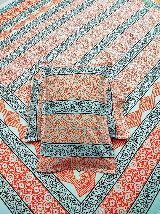 Hand Block Printed Beautiful Colorful Double Bedsheets With 2 Pillow Covers Size King 90×108   uploaded by business on 9/24/2023