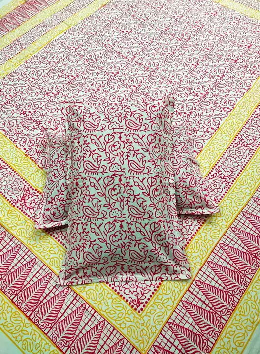 Hand Block Printed Beautiful Colorful Double Bedsheets With 2 Pillow Covers Size King 90×108   uploaded by UNIQUE COLLECTION on 9/24/2023