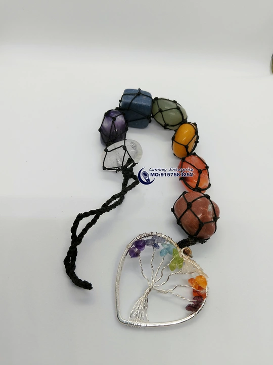 Car hanging wall hanging 7 chakra original natural stone witha life of tree  uploaded by business on 9/24/2023