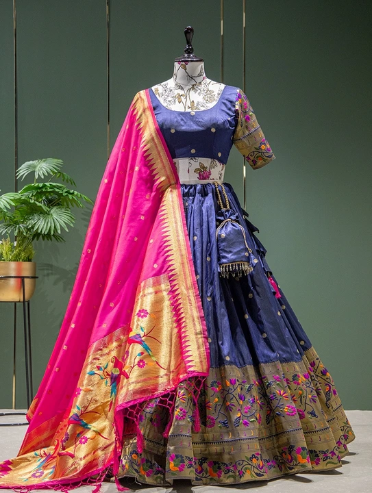 *🌷Paithani Lehenga choli🌷*

Get traditional touch to your look adorning this Navy Blue color lehen uploaded by business on 9/24/2023