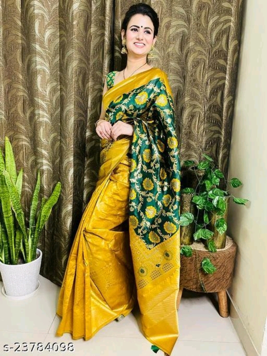 Yellow & Green with Gold Touch Kanjeevaram Silk Woven Saree
Name: Yellow & Green with Gold Touch Kan uploaded by A.R collection on 9/24/2023
