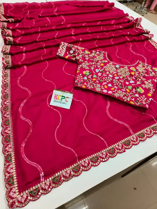 KCPC Designer Party Wear Pure Fabric Sarees uploaded by business on 9/25/2023