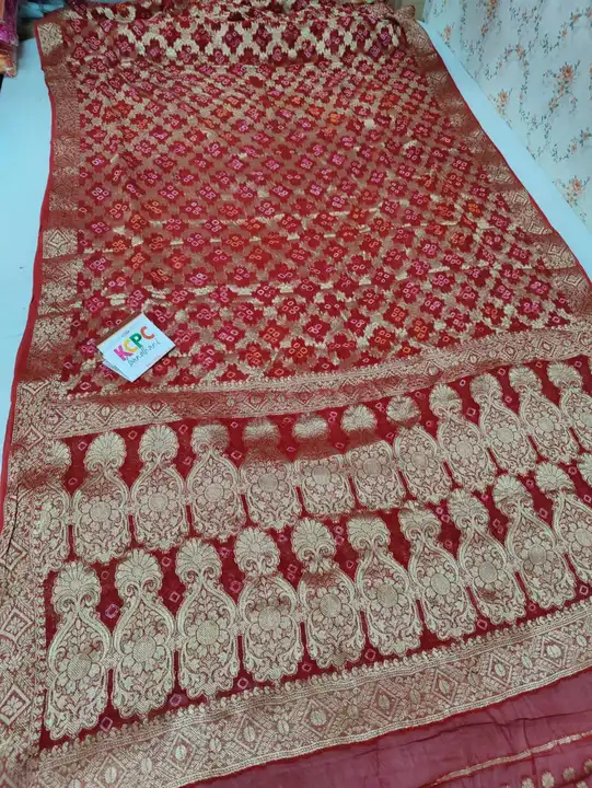 Pure Georgette With Bandhani Ghatchola With Zari Weaving Saree uploaded by business on 9/25/2023