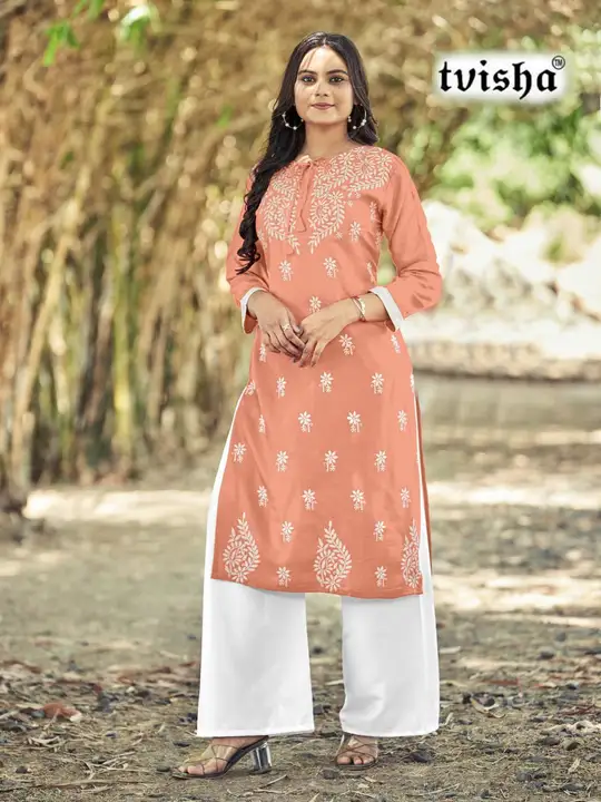 Pure Rayon With Embroidery Work Beautiful Printed Design Kurti uploaded by business on 9/25/2023