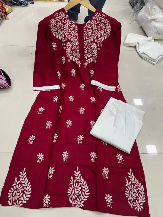 Pure Rayon With Embroidery Work Beautiful Printed Design Kurti uploaded by KCPC Bandhani on 9/25/2023