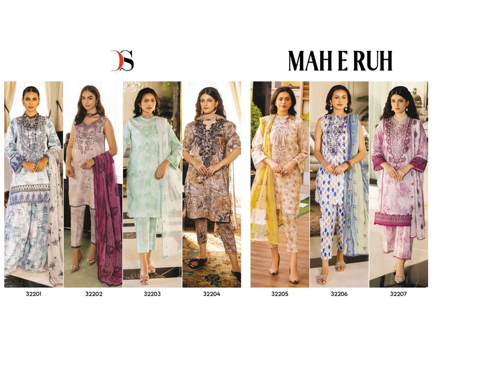 *MAH E RUH  by DEEPSY SUITS* 

Top -Pure cotton with heavy  self embroidery 

Bot - cotton Print 
 uploaded by business on 9/25/2023