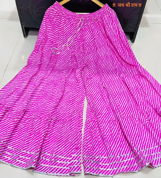 Rayon Printed Long Sharara With Attached Gota Lace uploaded by Craftart creations/ (M)9413043120 on 9/25/2023