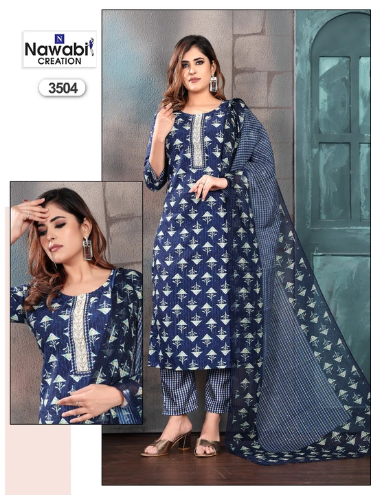 

Style: Straight Hand Work Kurti With Pant With Dupatta Set

Fabric: Muslin With Siqvance uploaded by business on 9/25/2023