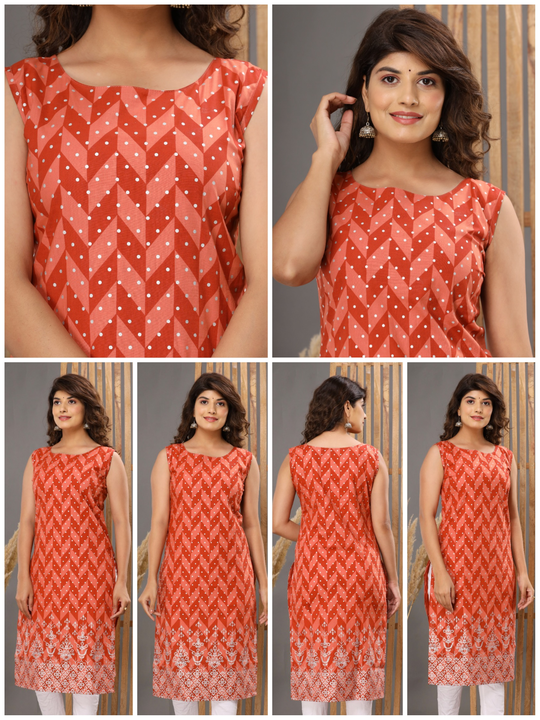 *Sleeveless Red Silver Kurti uploaded by RONAK ROYALS on 9/25/2023
