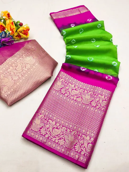 Soft silk saree with bandhej bying uploaded by Suyukti Creation on 9/25/2023