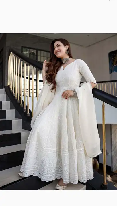 New Sara Chikan Anarkali kurti & Dupatta uploaded by F.K Fashion on 9/26/2023