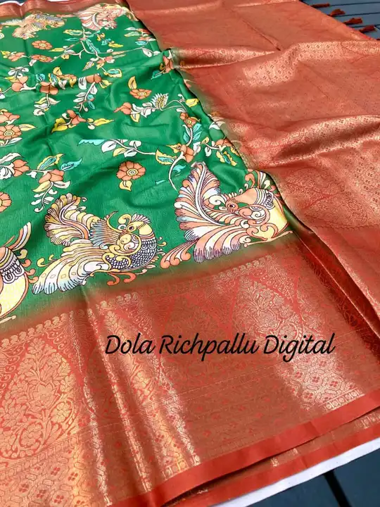 *Superhit Banarash Print Hit*

*Peacock 🦚 Kalamkari Richpallu*

Soft silk saree with zari weaving  uploaded by business on 9/26/2023