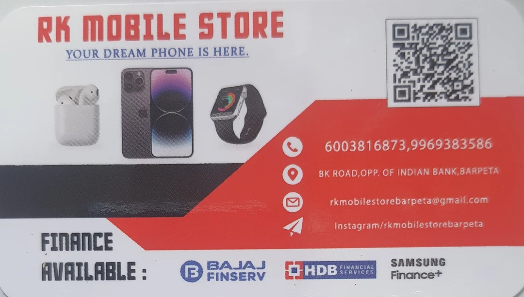 Visiting card store images of RK MOBILE STORE