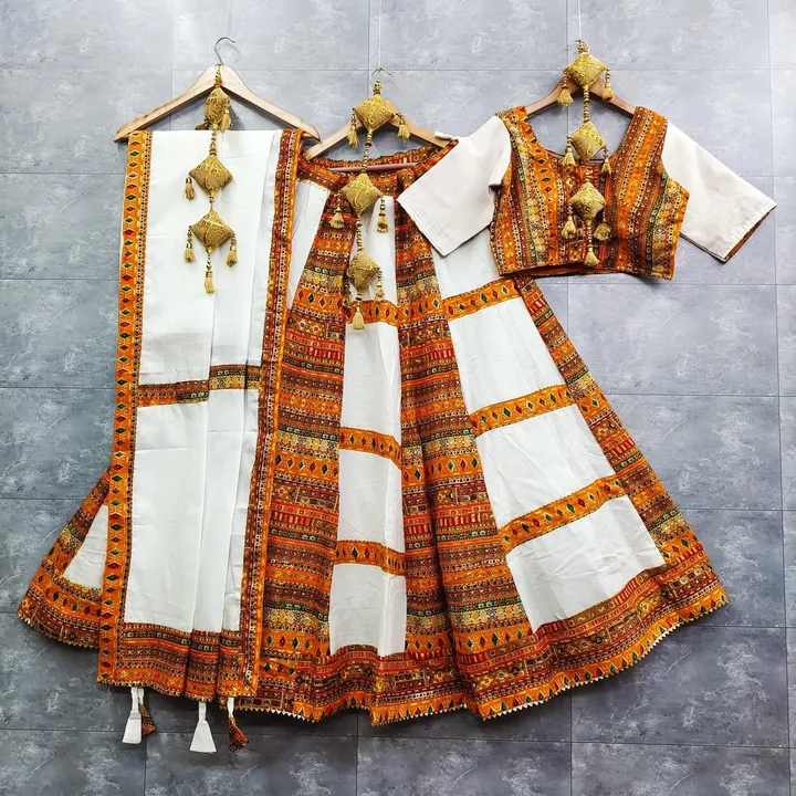 🌸 *Pure kalmakri cotton with patch work  chaniya choli* 
With string 
With zip
With canvas
With ful uploaded by business on 9/26/2023