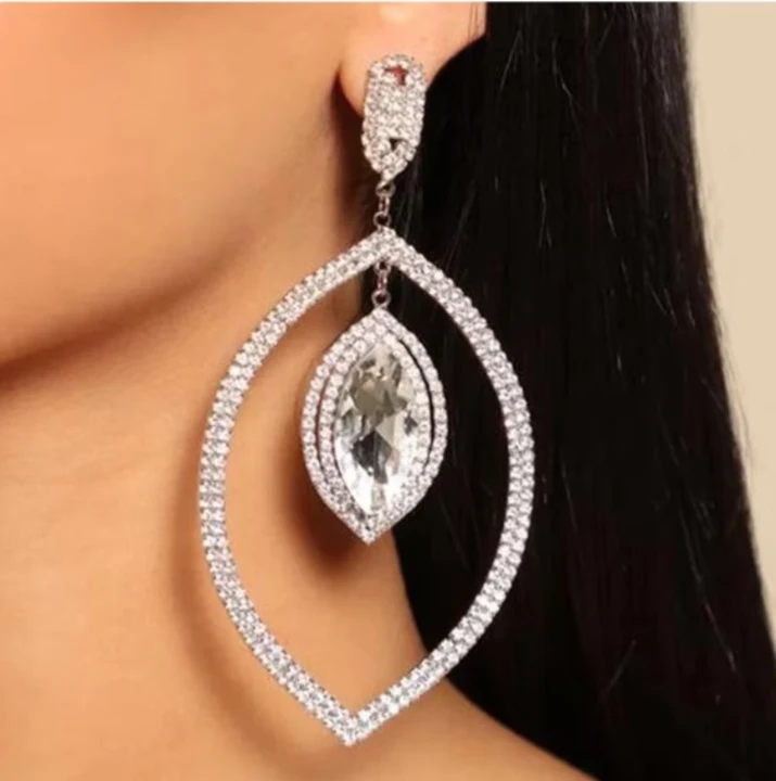 Long Glamorous Silver Earrings with CZ stones uploaded by business on 9/26/2023