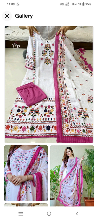Reyon embroidered kurti with pent and dupatta  uploaded by PANIHARI COLLECTION CENTRE on 9/26/2023
