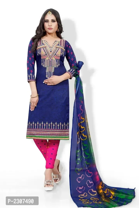 Navy Blue Printed Crepe Dress Material With Dupatta uploaded by business on 9/26/2023