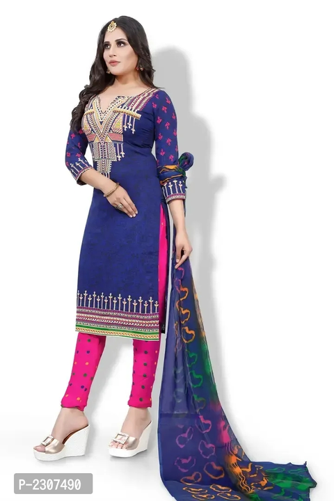 Navy Blue Printed Crepe Dress Material With Dupatta uploaded by R M online shop  on 9/26/2023