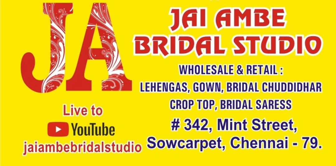 Visiting card store images of Jai ambe Bridal studio