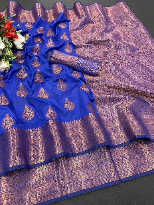 Banarasi pure silk sarees with copper zari  uploaded by Krisha Enterprise on 9/26/2023