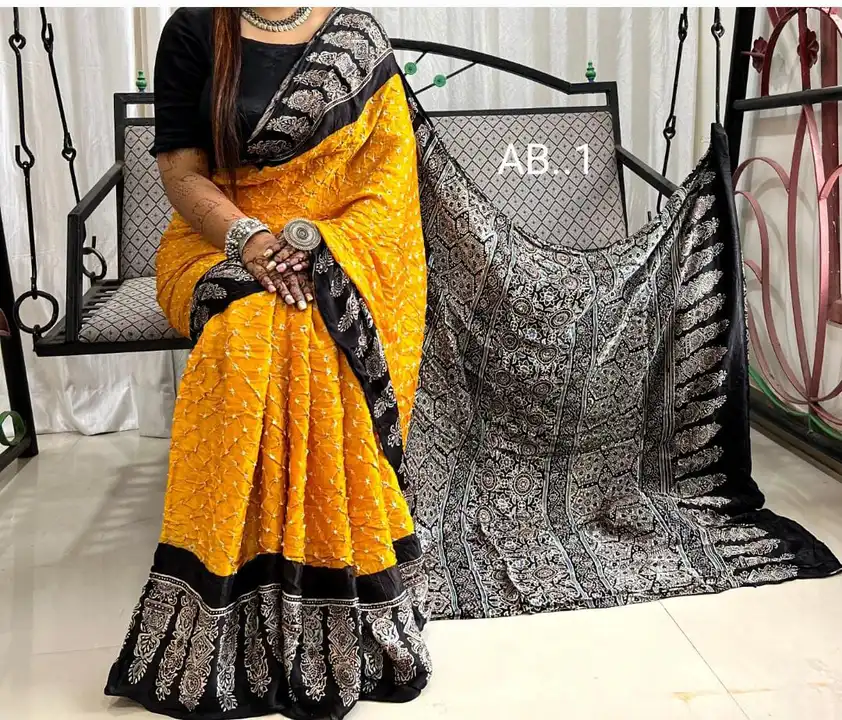 AJARAKH  WITH BADHNI  MODAL SILK  SAREE uploaded by business on 9/27/2023