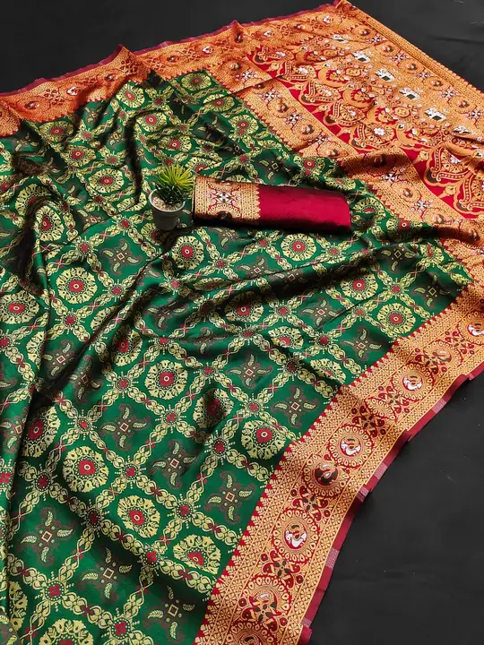 Pure Kanchipuram Jacquard Silk Beautiful Patola Design Jacquard Work All Over The Saree  uploaded by business on 9/27/2023