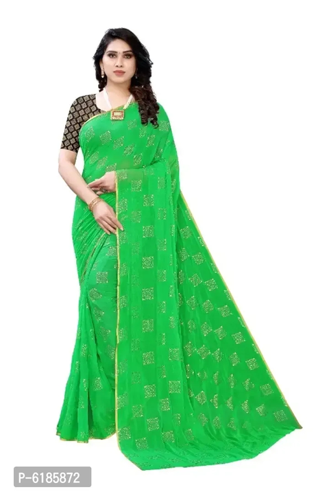 PRINTED CHIFFON SAREE WITH BLOUSE JACQUARD uploaded by business on 9/27/2023