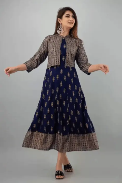 Post image PRESENTING ALL NEW DESIGNER PRINTED ANGRAKHA KURTI &amp; JACKET FOR WOMAN AND GIRLS.
BEST QUALITY RAYON FABRIC AND  PRINT DESIGN AND DEVELOPED BY PROFFESSIONAL WORKERS AND STITCHED AND FINISHED WELL.