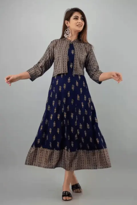 New Sara Rayon Angrakha Sleeve cut Kurti With Jacket uploaded by F.K Fashion on 9/27/2023