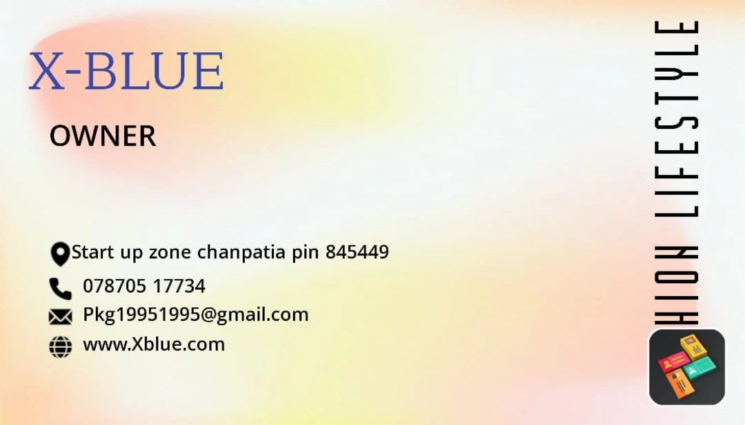 Visiting card store images of X blue