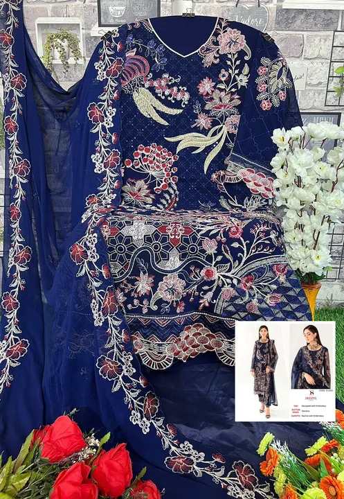 Design no.D-2003
Fabric:
Top: Georgette with embroidery& (semi stich )

Bottam:- Sentoon
            uploaded by Ayush fashion on 9/27/2023