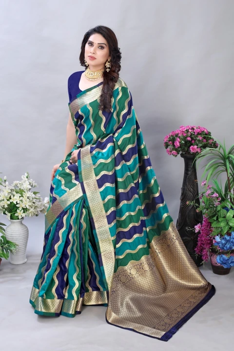 Graceful Combination Of Soft Banarasi Silk Saree Is Perfect For Weddings/casual/functions Sarees uploaded by Manasvi Enterprise on 9/27/2023