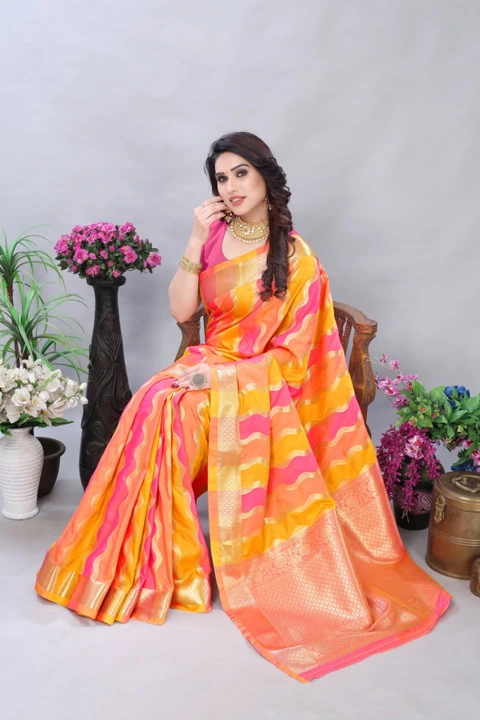 Graceful Combination Of Soft Banarasi Silk Saree Is Perfect For Weddings/casual/functions Sarees uploaded by business on 9/27/2023