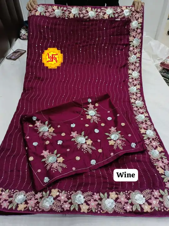 Beautiful Saree with rich multi sequence work heavy border and Transperent sequence jaal in full sar uploaded by business on 9/27/2023
