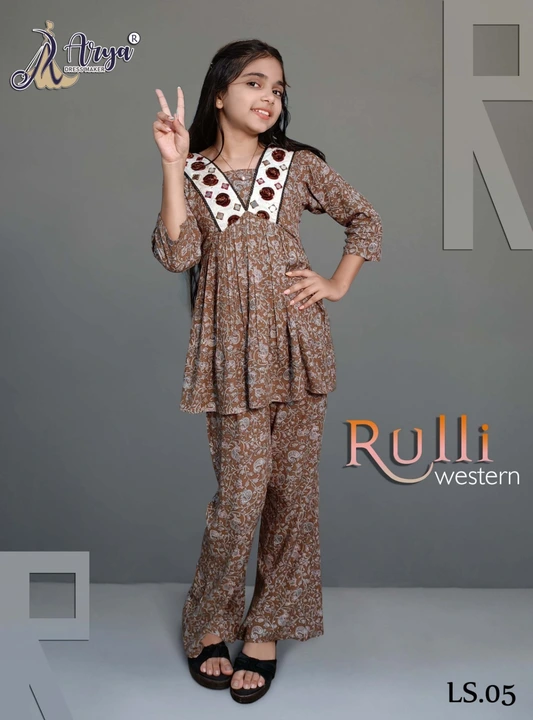*Rulli Children Western Wear Pair*

- 6 Colour
- Fabric - Rinkel Cotton
- Original mirror Thread Cut uploaded by Divya Fashion on 9/27/2023