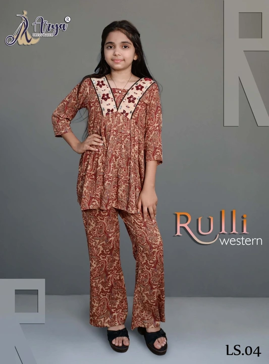 *Rulli Children Western Wear Pair*

- 6 Colour
- Fabric - Rinkel Cotton
- Original mirror Thread Cut uploaded by Divya Fashion on 9/27/2023