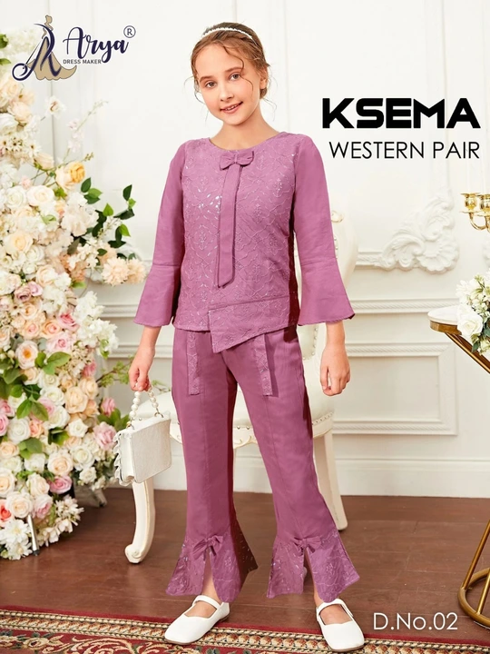 *KSEMA PAIR CHILDREN*

- Western style

- 6 - Colour

- Fabric- Rayon Cotton 

- Thread sequence wor uploaded by Divya Fashion on 9/27/2023