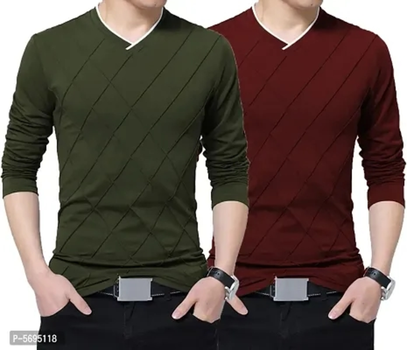 Stylish Cotton Multicoloured V-Neck Full Sleeves T-shirt For Men(Pack Of 2) uploaded by business on 9/28/2023