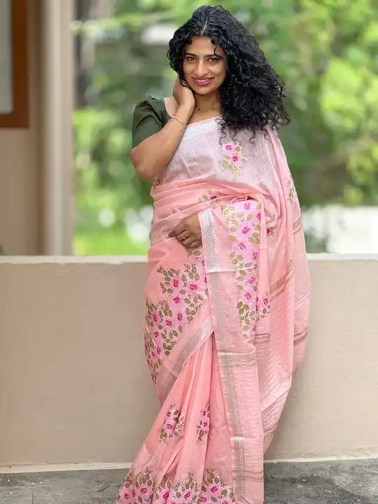 Kota linen saree with Embroidery work 3.50 meter Lenth 5.5mtr Blouse 1 meter  uploaded by business on 9/28/2023