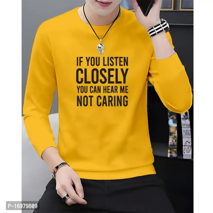Reliable Yellow Cotton Blend Printed Round Neck T-Shirt For Men
 uploaded by business on 9/28/2023
