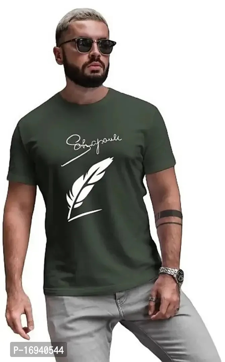 Reliable Olive Cotton Blend Solid Round Neck Tees For Men
 uploaded by Fashion Shop on 9/28/2023