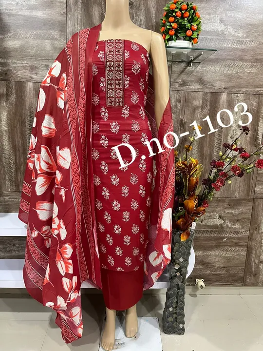Red ♥️ Collection Pure Cotton Suit and Dress Material Trending Latest  uploaded by Zuberiya Global on 9/28/2023